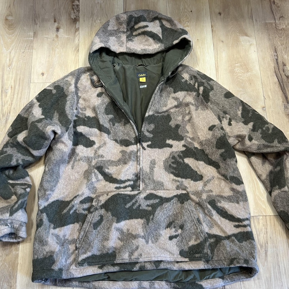 Cabela's 4MOST Windshear Jacket Mens 3XL Camo Wool Hooded 1/4 Zip Hunting